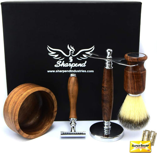 NBHS Safety Razor Shaving Kit – Stainless Steel Razor & Brush Men’s Gift Set