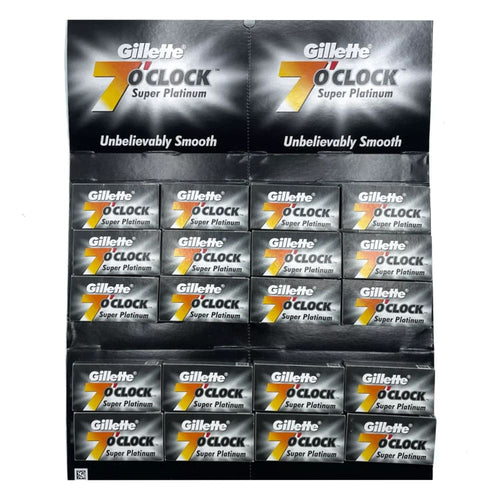 Gillette 7 O Clock Super Platinum Double Edge Razor Blades Trade Carton, 19 + 1 Free Boxes