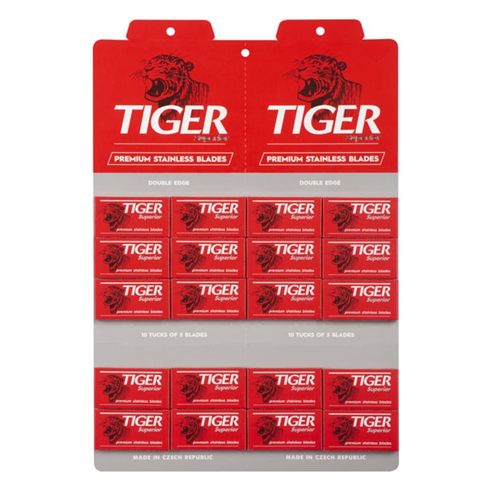 Stainless Steel Tiger Superior Double Edge Razor Blades Trade Carton, 95 + 5 Free Boxes