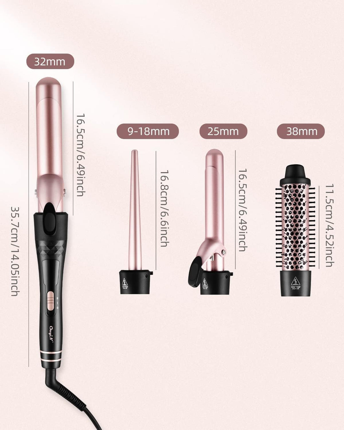 NBHS 4-in-1 Ceramic Curling Iron Set – Multi-Barrel Hair Curler Kit