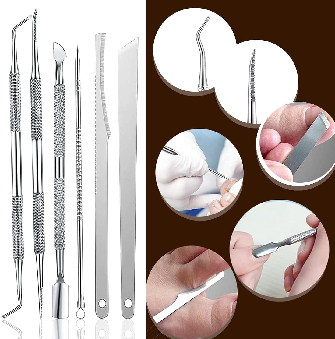 NBHS 7-Piece Ingrown Toenail Kit – Stainless Steel Pedicure & Care Set