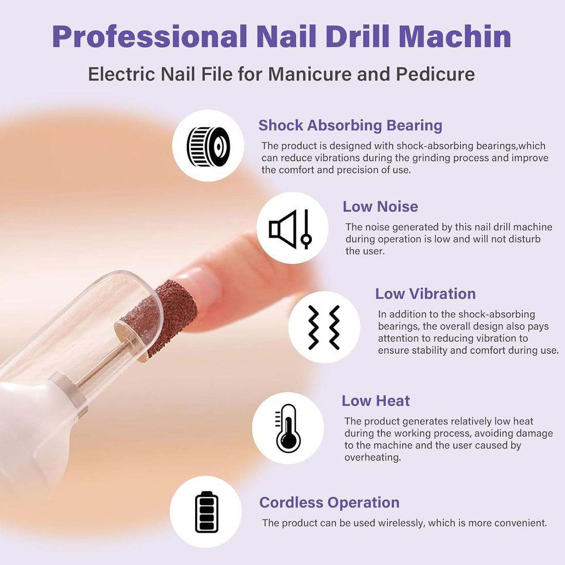 NBHS 2-in-1 Portable Nail Drill Kit with UV/LED Lamp – Rechargeable Tool