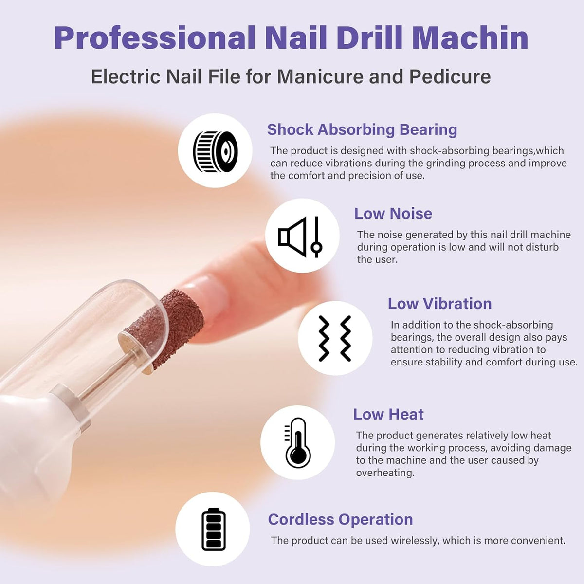 NBHS 2-in-1 Portable Nail Drill Kit with UV/LED Lamp – Rechargeable Tool
