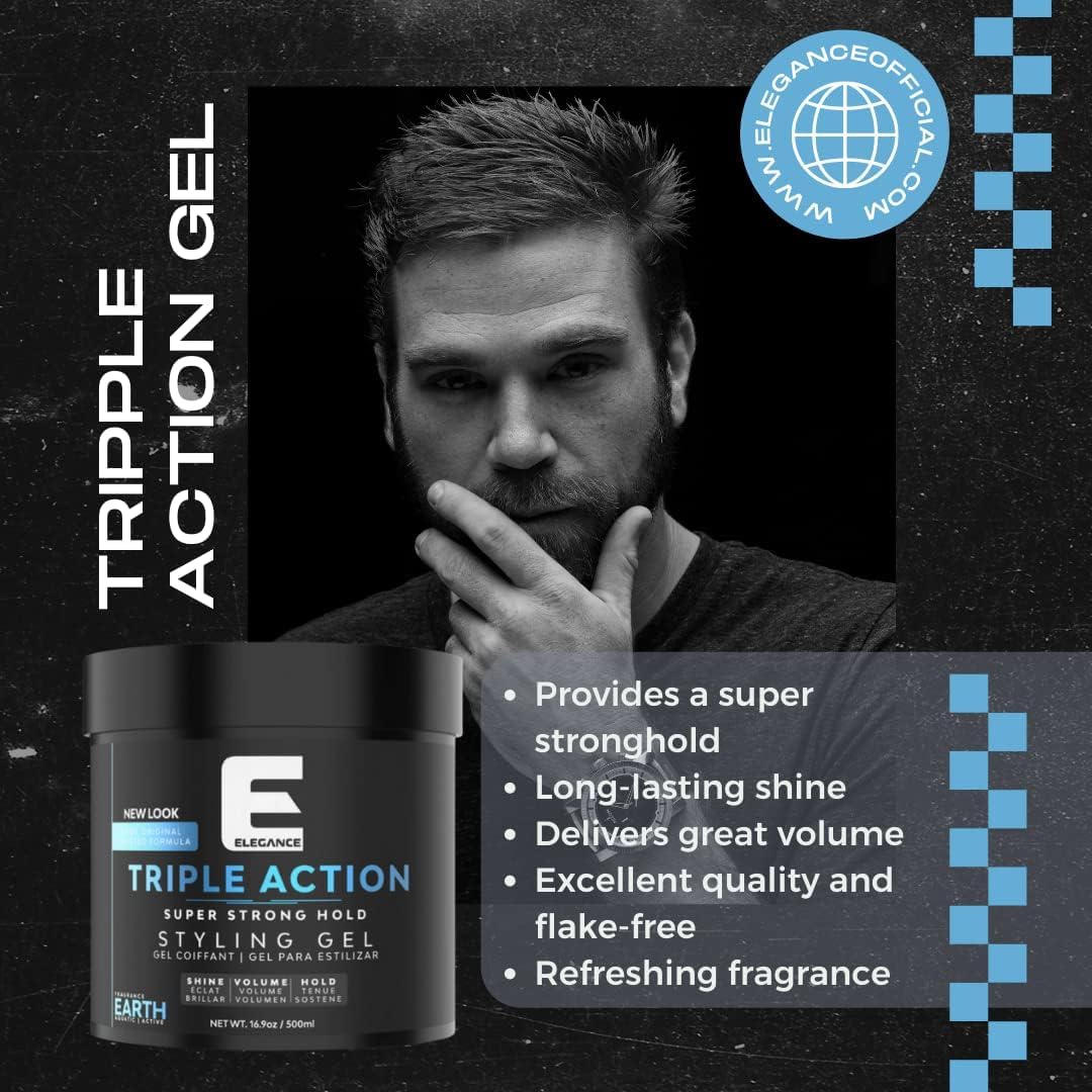 3x Elegance Triple Action Hair Gel – 1000ml Blue