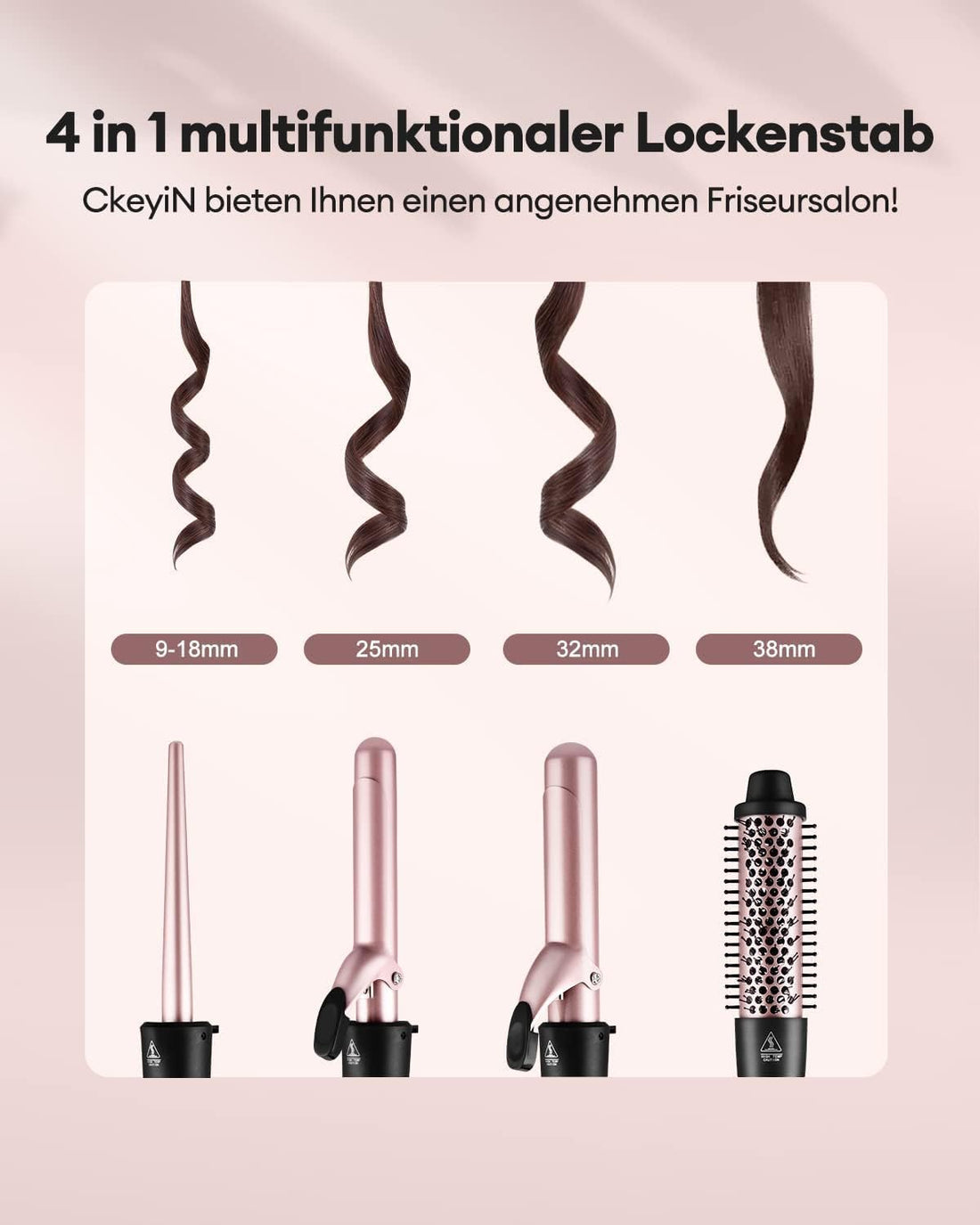 NBHS 4-in-1 Ceramic Curling Iron Set – Multi-Barrel Hair Curler Kit