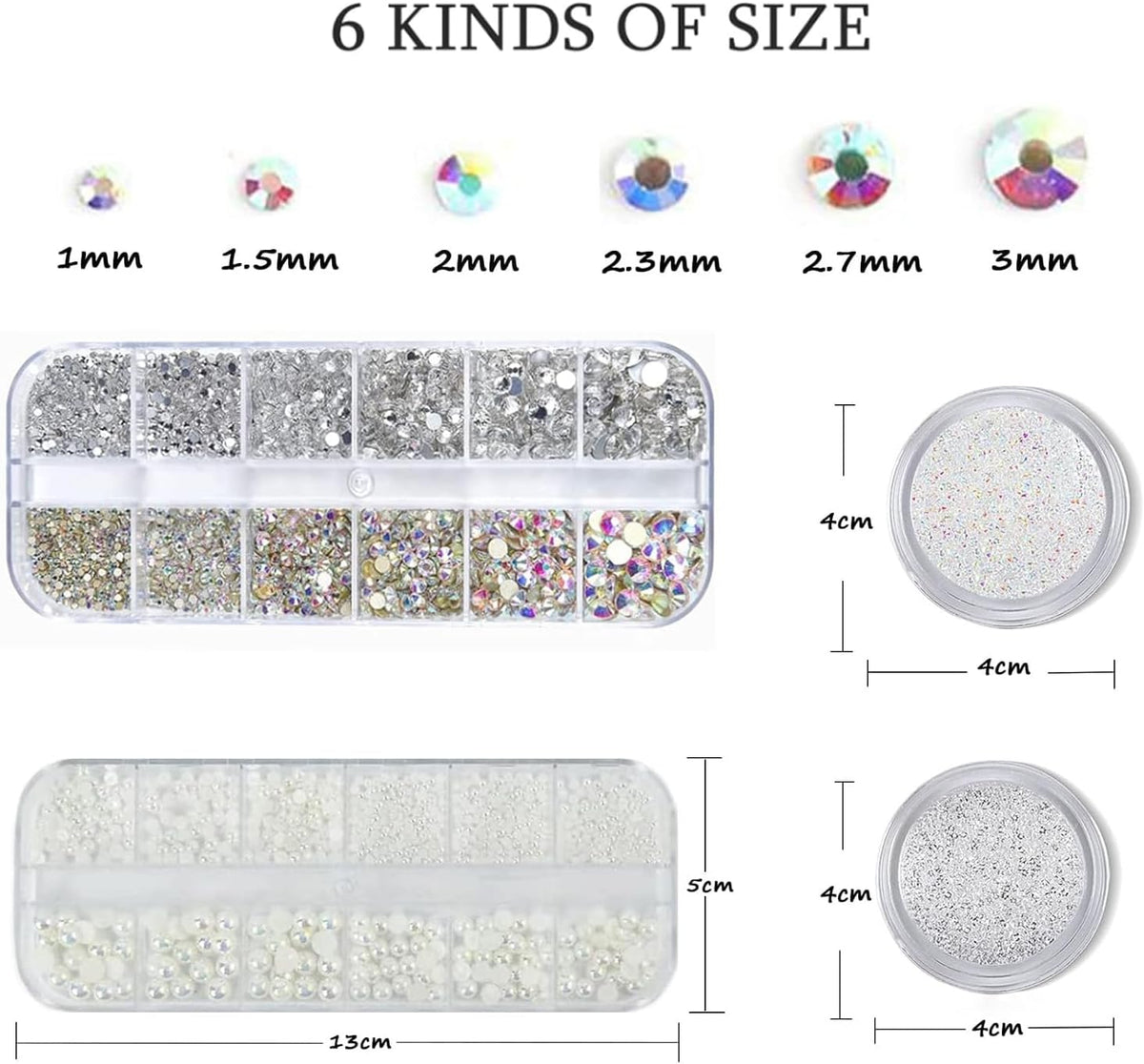 NBHS 4500Pcs Nail Rhinestones & Pearls Kit – 3D Flatback Charms Box