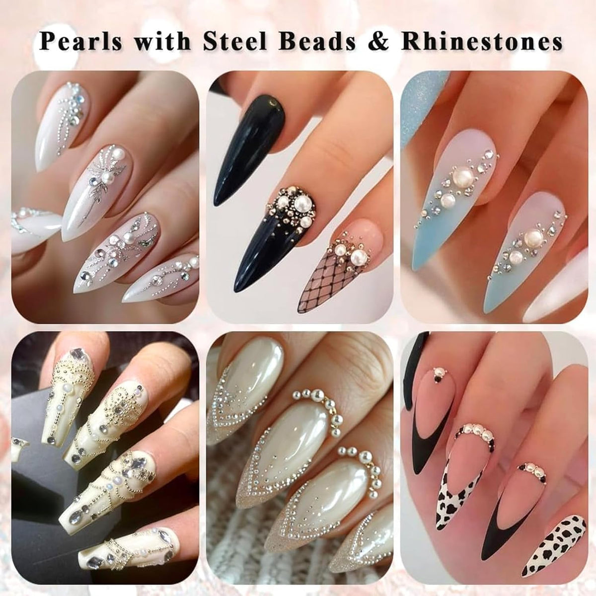NBHS 4500Pcs Nail Rhinestones & Pearls Kit – 3D Flatback Charms Box