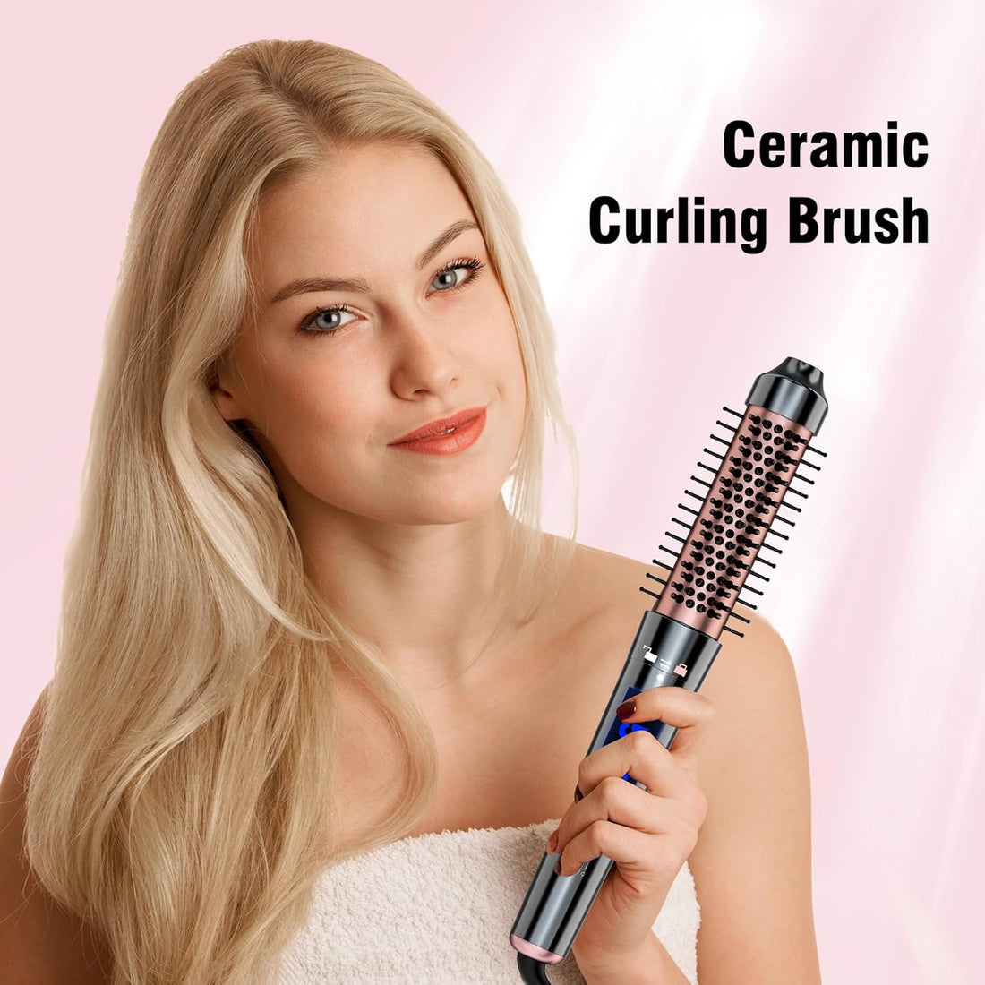 NBHS 5-in-1 Curling Iron Set with Thermal Brush – Rose Gold Styler Kit