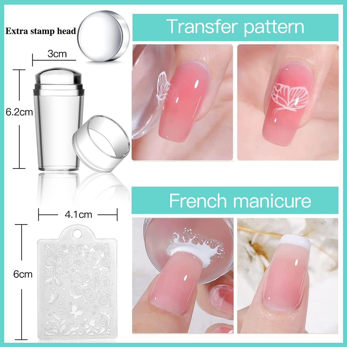NBHS Nail Stamping Plates Kit – 15pcs Templates with Stamper & Scraper