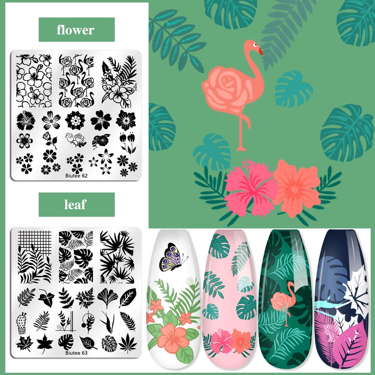 NBHS Nail Stamping Plates Kit – 15pcs Templates with Stamper & Scraper