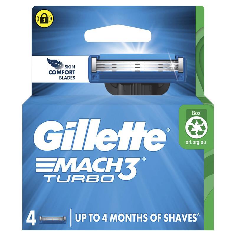 Gillette Mach3 Turbo 3D Cartridges 4 Pack