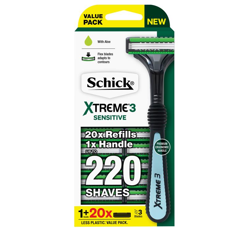 Schick Xtreme 3 Sensitive Hybrid Razor Kit 20 Pack