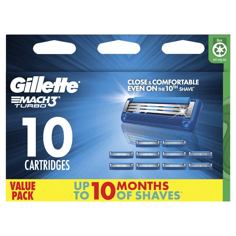 Gillette Mach3 Turbo 3D Razor Blade Refills 10 Pack