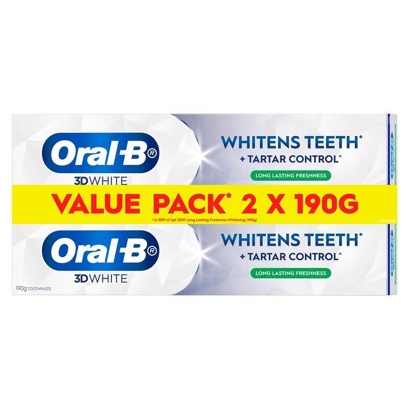 Oral-B 3D White Toothpaste 190g Twin Value Pack