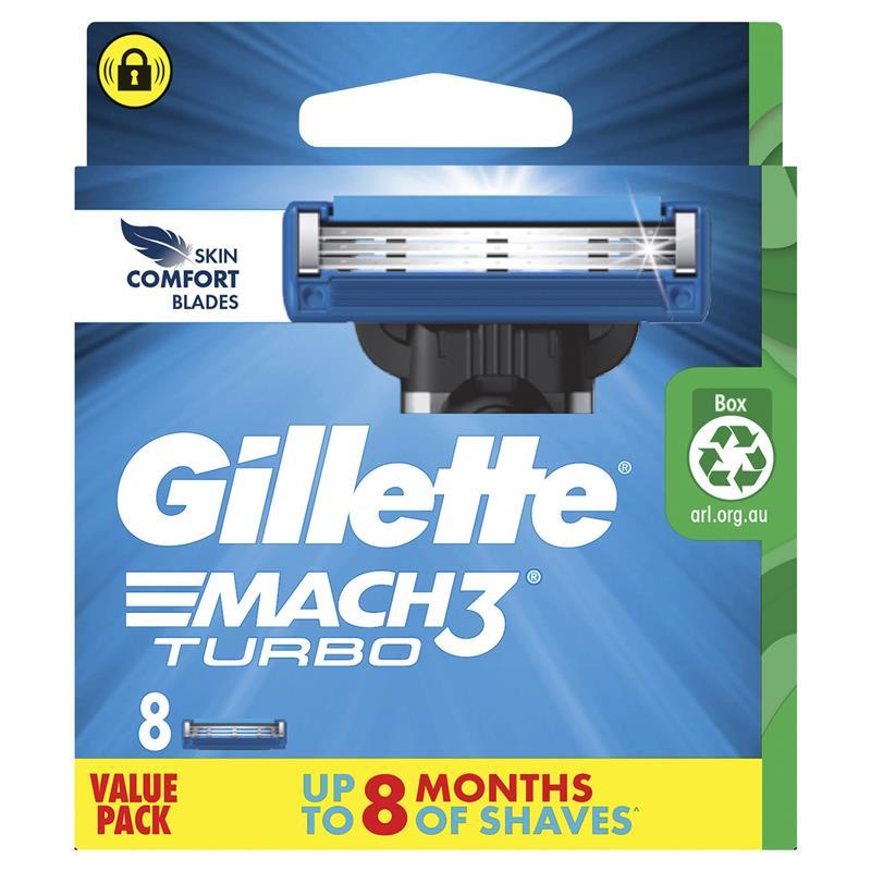 Gillette Mach3 Turbo 3D Razor Blade Refills 8 Pack
