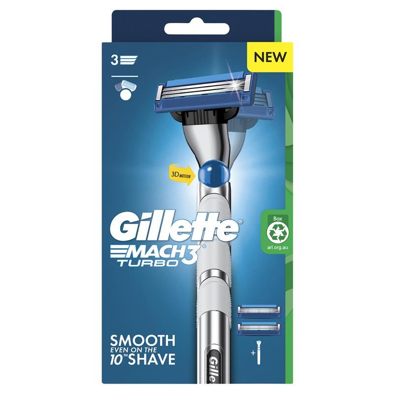 Gillette Mach3 Turbo 3D Razor with 2 Blades