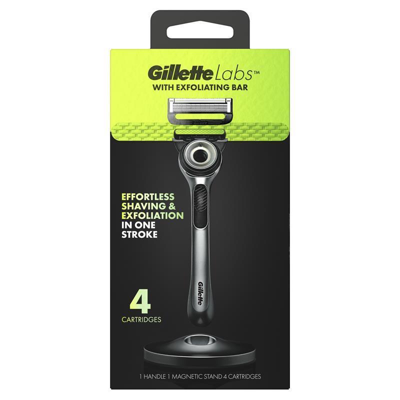 Gillette Labs Exfoliating Razor with Magnetic Stand and 4 Blade Refills