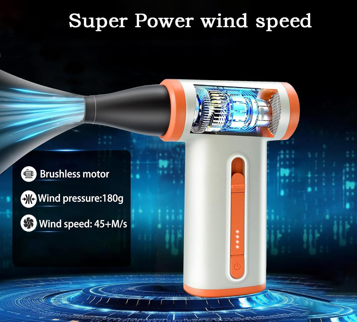 150,000 RPM Mini Air Duster – USB-C Rechargeable Jet Blower With Charging base