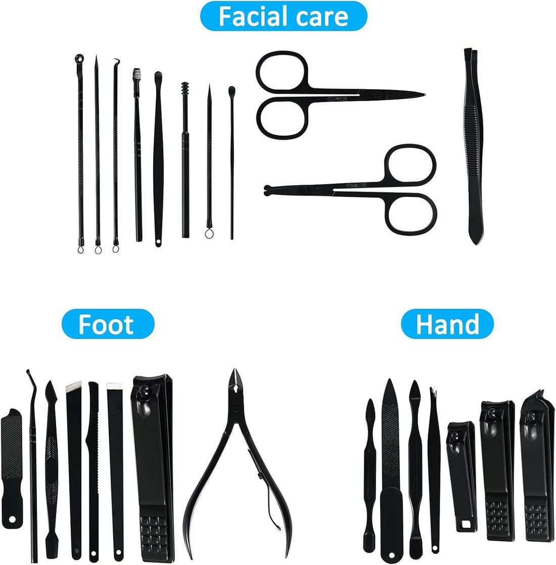 NBHS 26-Piece Manicure Set – Stainless Steel Grooming Kit, Men’s Gift Set