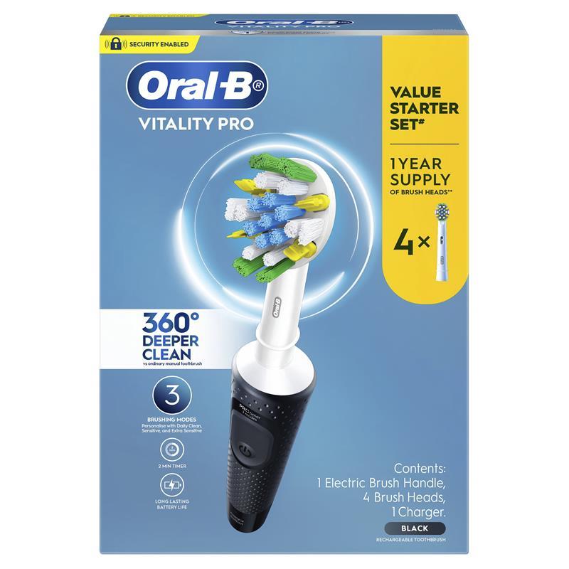 Oral-B Vitality Pro Deep Clean Electric Toothbrush Starter Pack Black