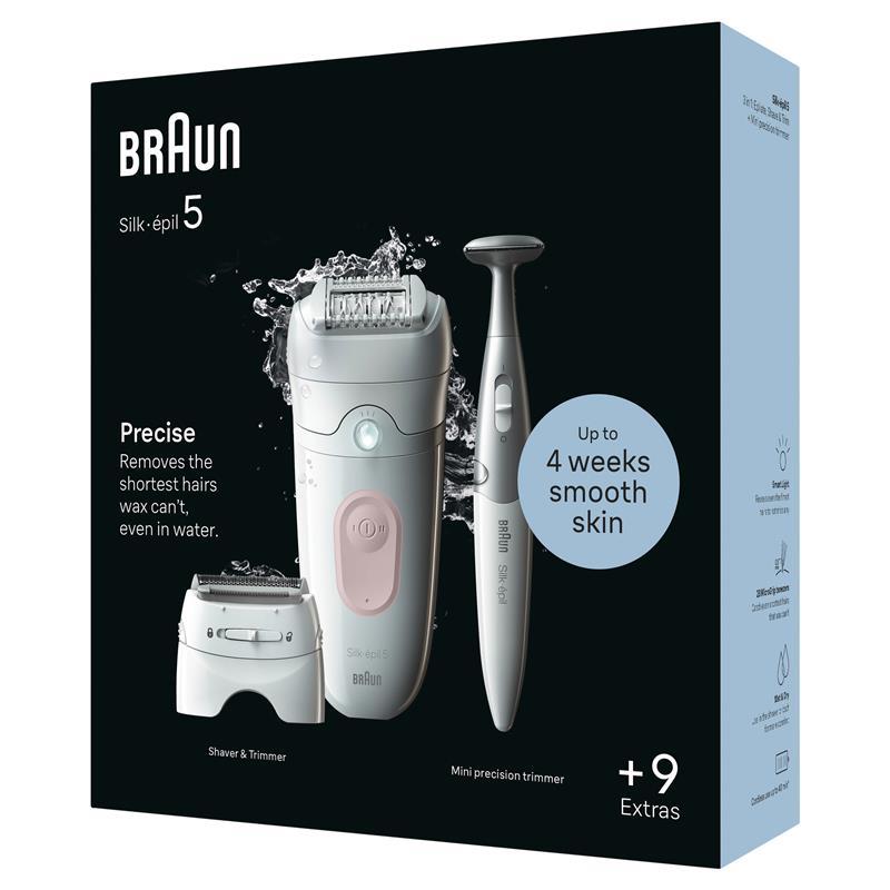 Braun Silk-epil 5 Epilator with Bikini Trimmer and 8 Extras