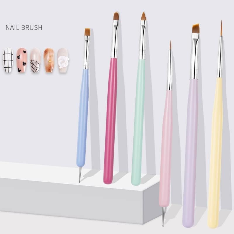 NBHS 6pcs Nail Art Brushes Set – Gel Extension, Liner & Painting Tools