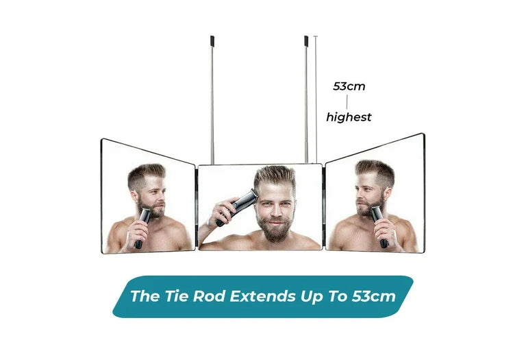 3 Way Trifold Mirror 360 Degree Folding Mirror for Make Up Hair Styling Shaving Grooming Adjustable Height Brackets
