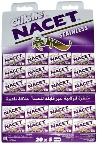 100 Gillette Nacet Stainless Double Edge Razor Blades