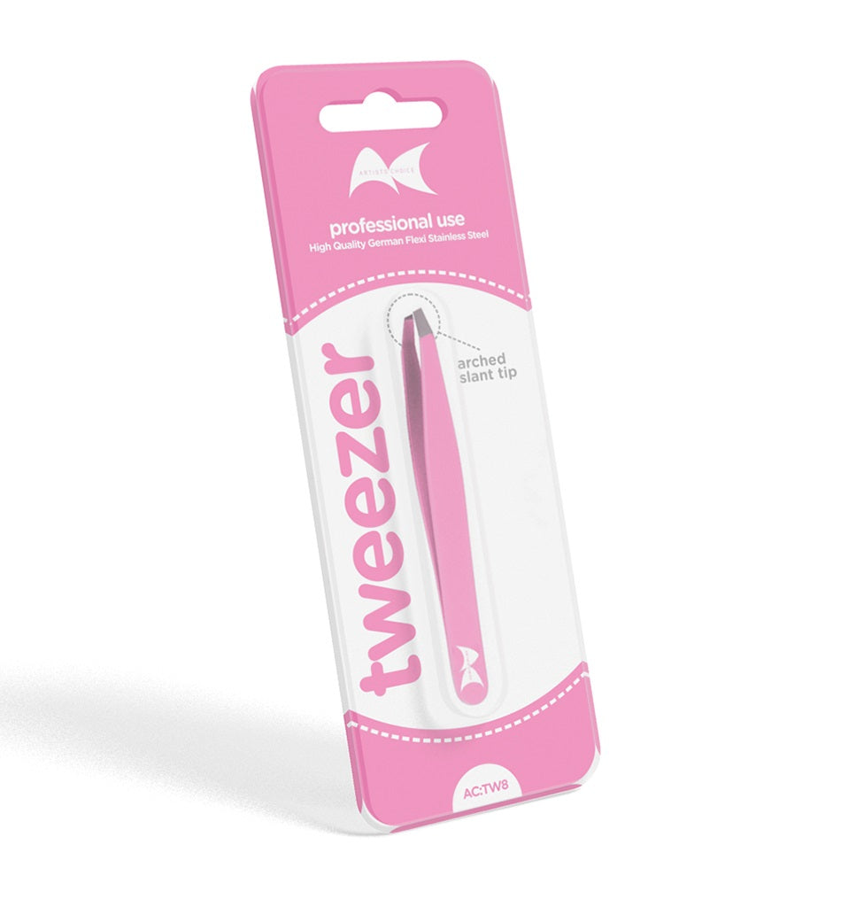 Artists Choice Tweezer No. 8 Arched Slant Tip Pink