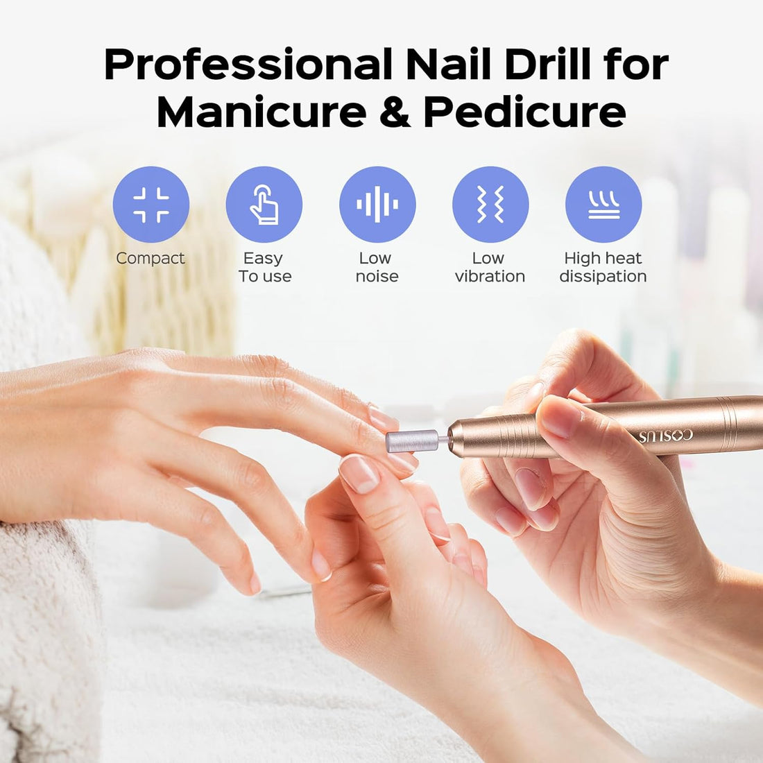 NBHS Gold Portable Electric Nail Drill Machine – Manicure & Pedicure Kit