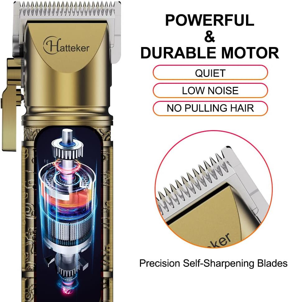 NBHS Cordless Affordable Hair Clippers Rechargeable LED Display (Gold)