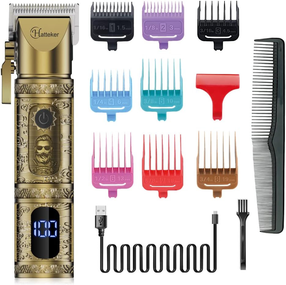 NBHS Cordless Affordable Hair Clippers Rechargeable LED Display (Gold)