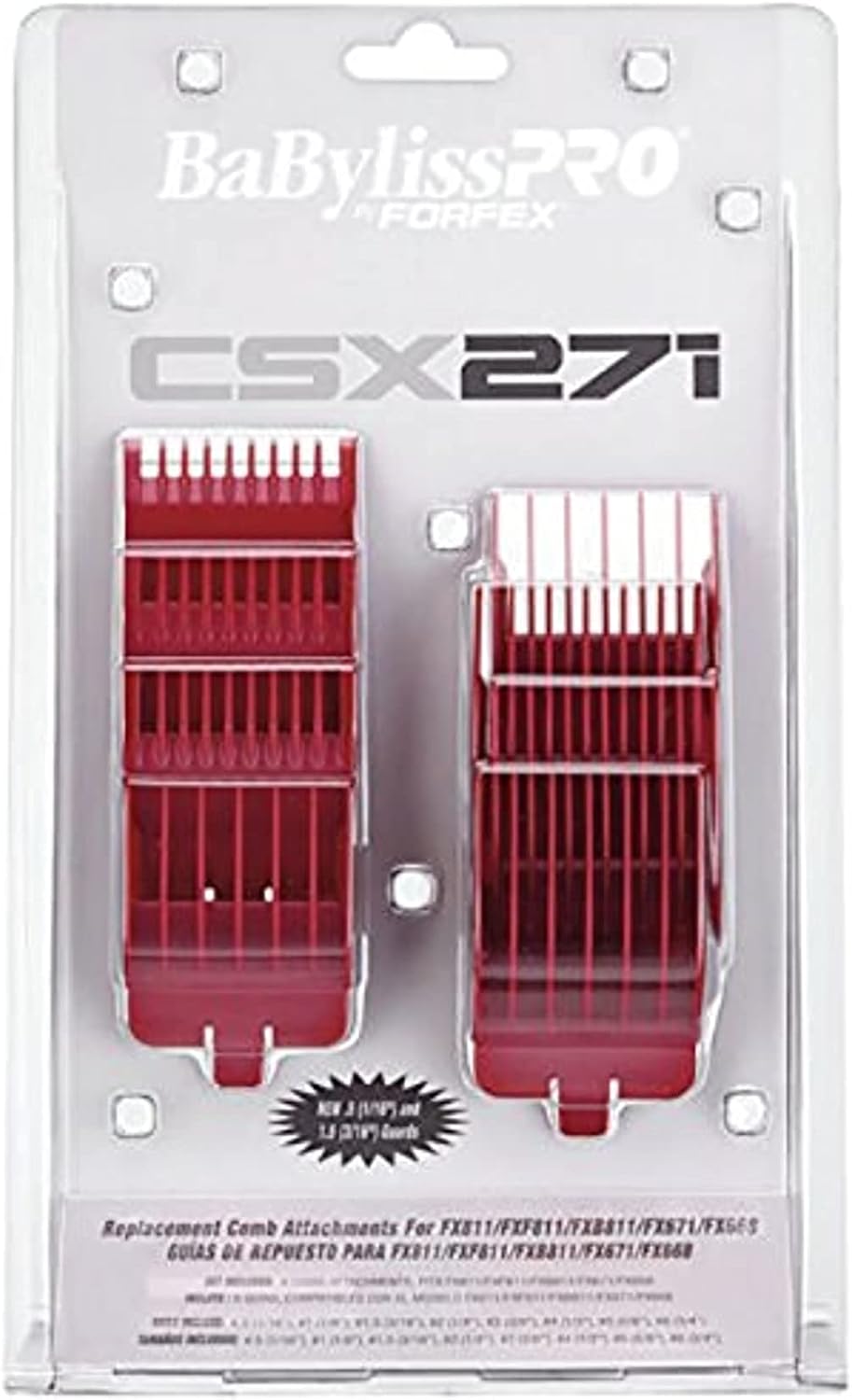 BaBylissPRO 8 Piece Comb Attachment Set Red