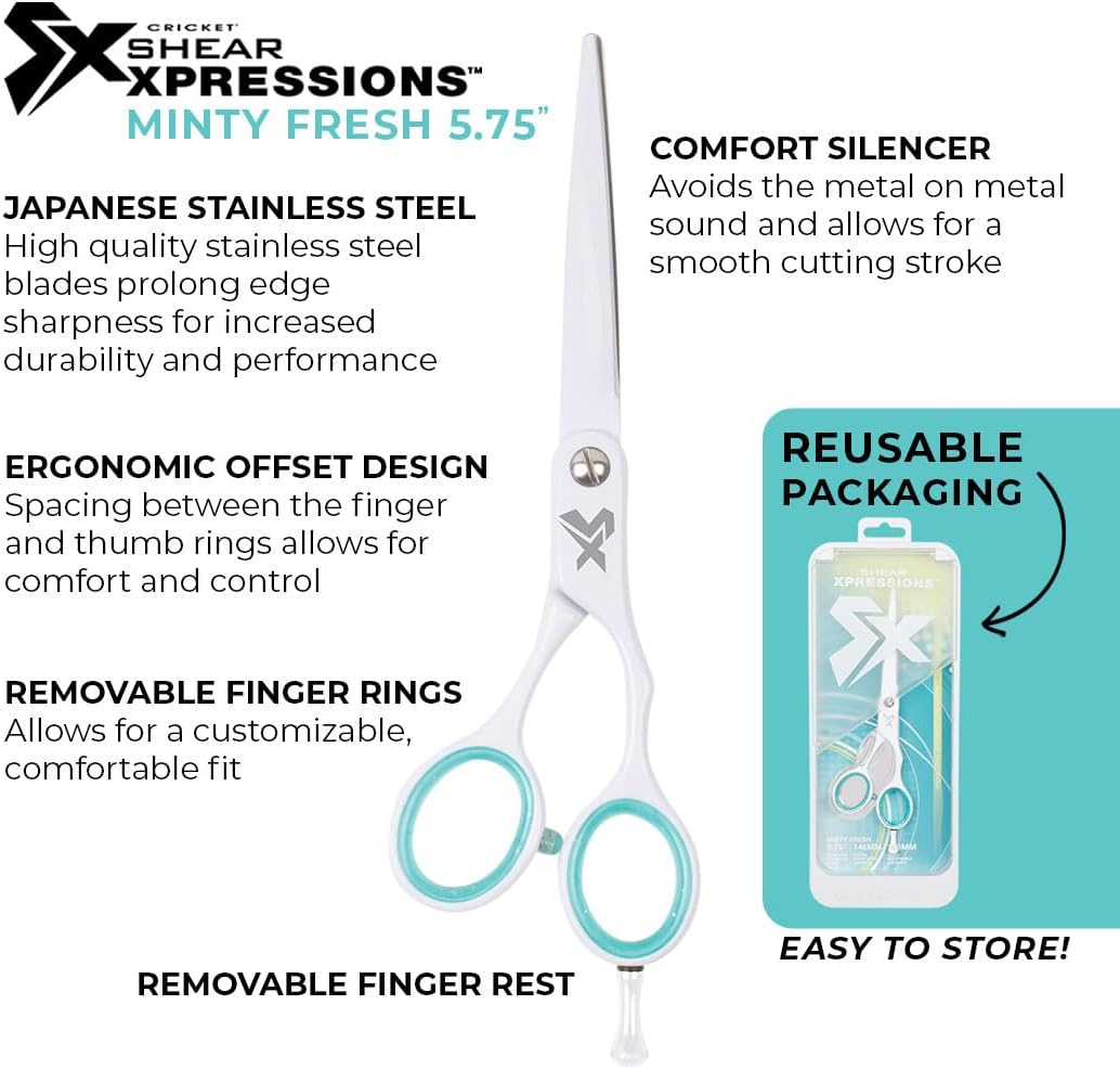 Cricket Shear Xpressions Minty Fresh Scissors 5.75 Inch