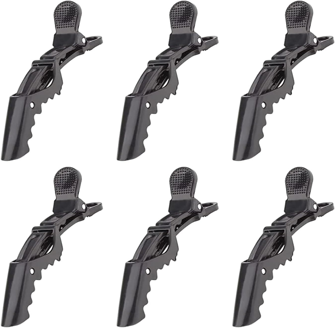 Alligator Hair Clips – 6 Pack Black Salon Clips for Styling & Sectioning