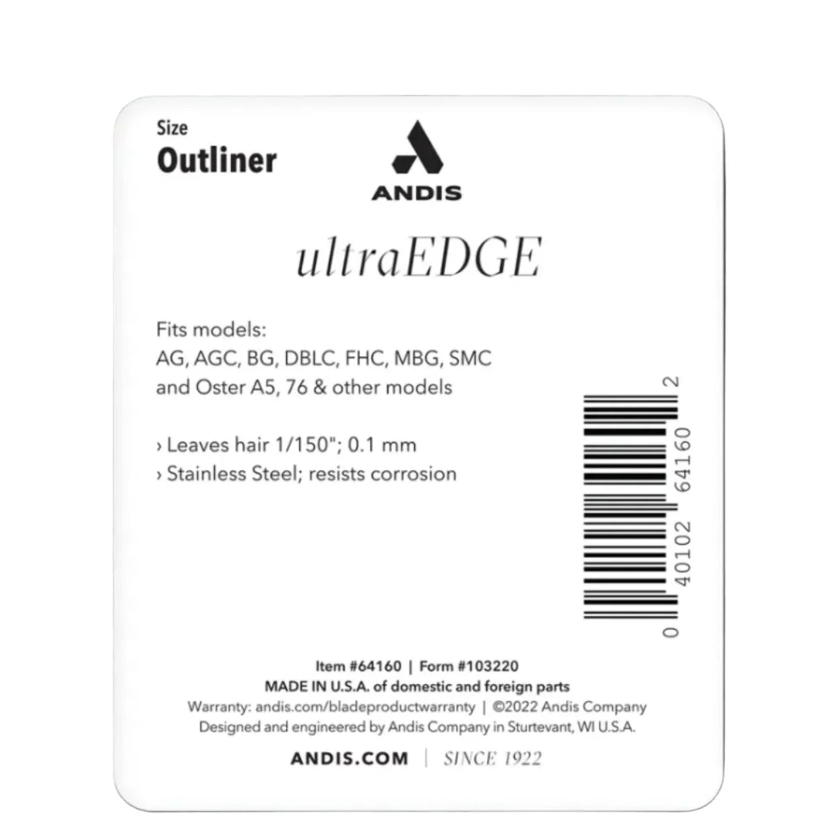 Andis UltraEdge Size 1/150 Clipper Outliner Blade #64160