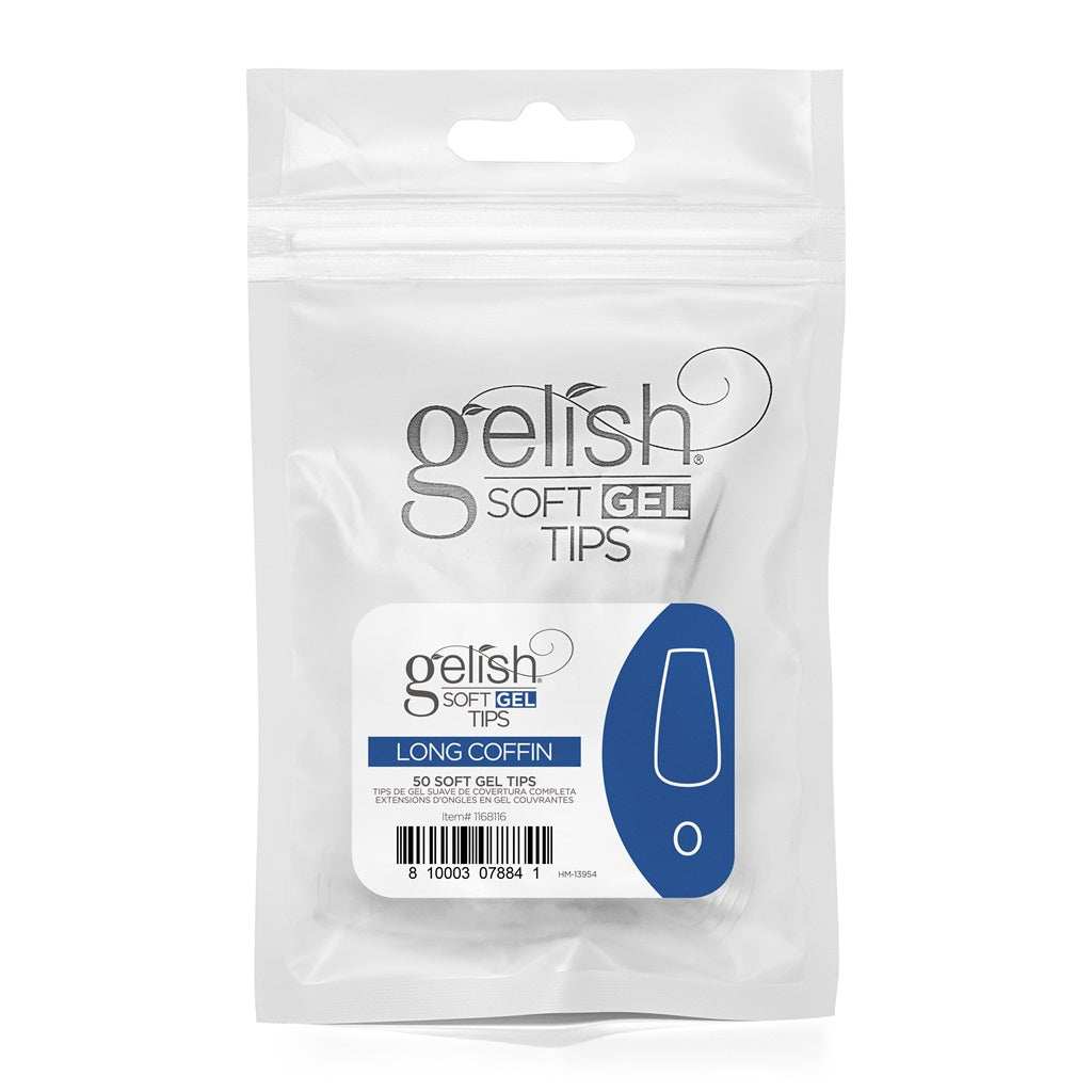 Gelish Soft Gel Tips Long Coffin Size 0 50 Pack Refill