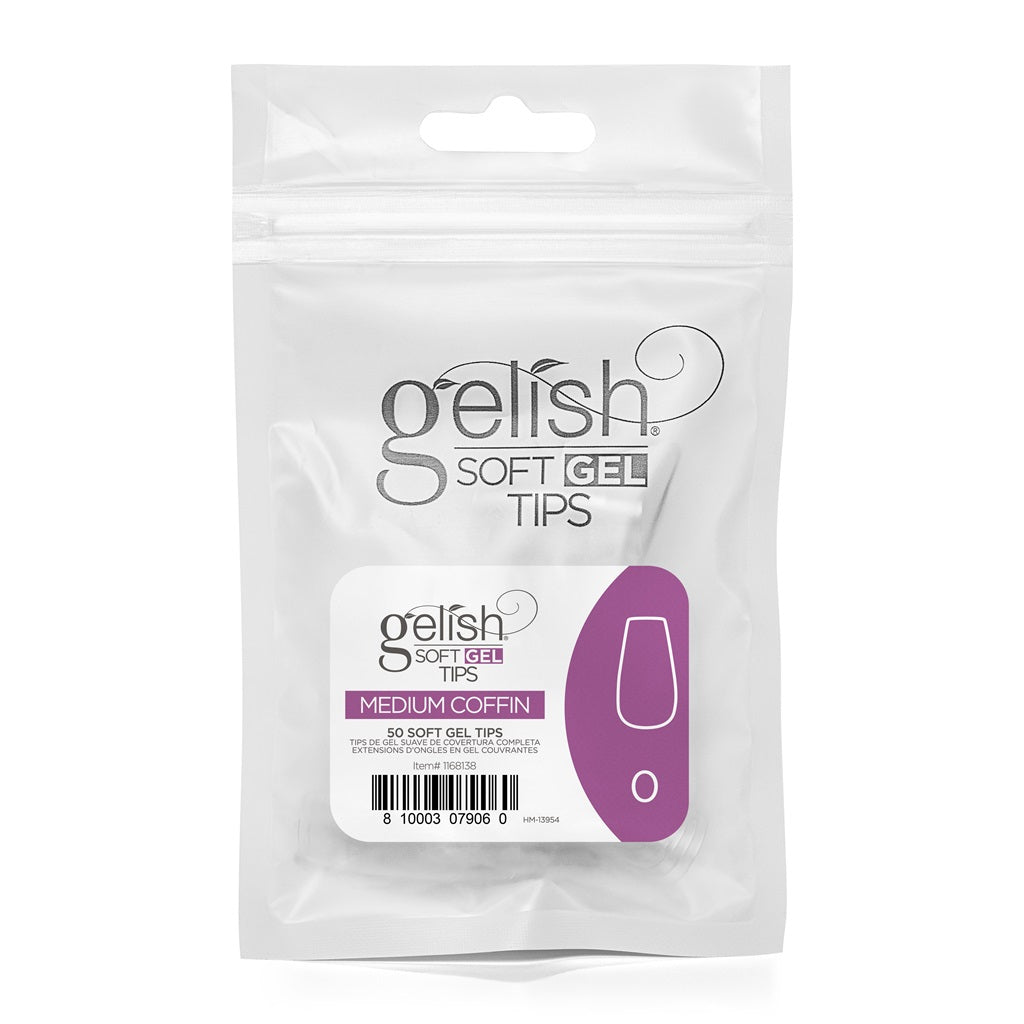 Gelish Soft Gel Tips Medium Coffin Size 0 50 Pack Refill