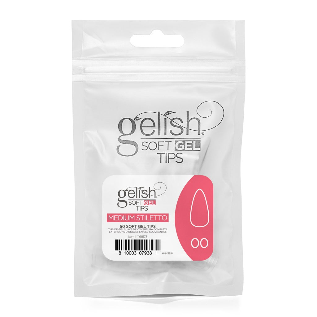 Gelish Soft Gel Tips Medium Stiletto Size 00 50 Pack Refill