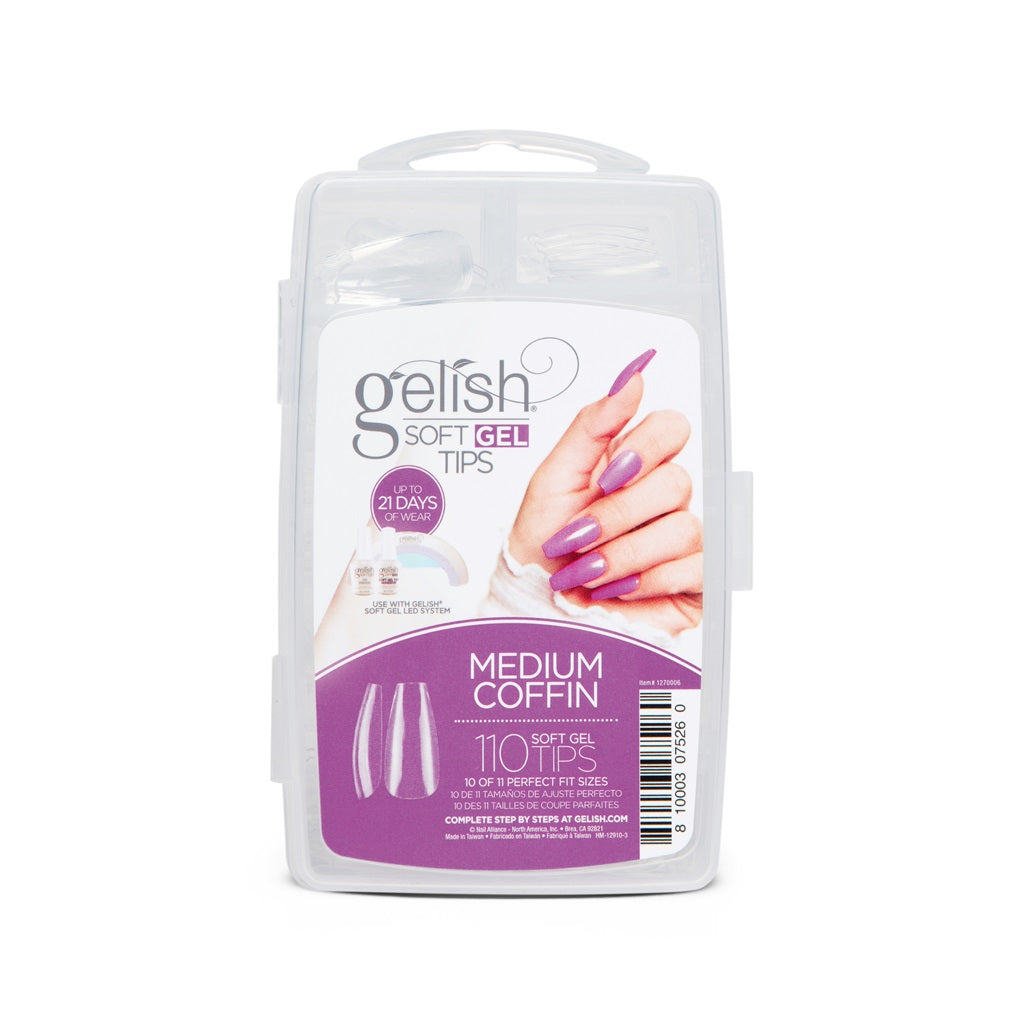 Gelish Soft Gel Tips Medium Coffin 110 Pack