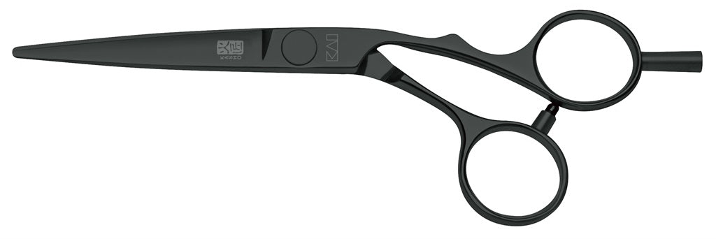 Kasho Silver Series KSI Offset Hairdressing Scissors 5.5 Inch, Black