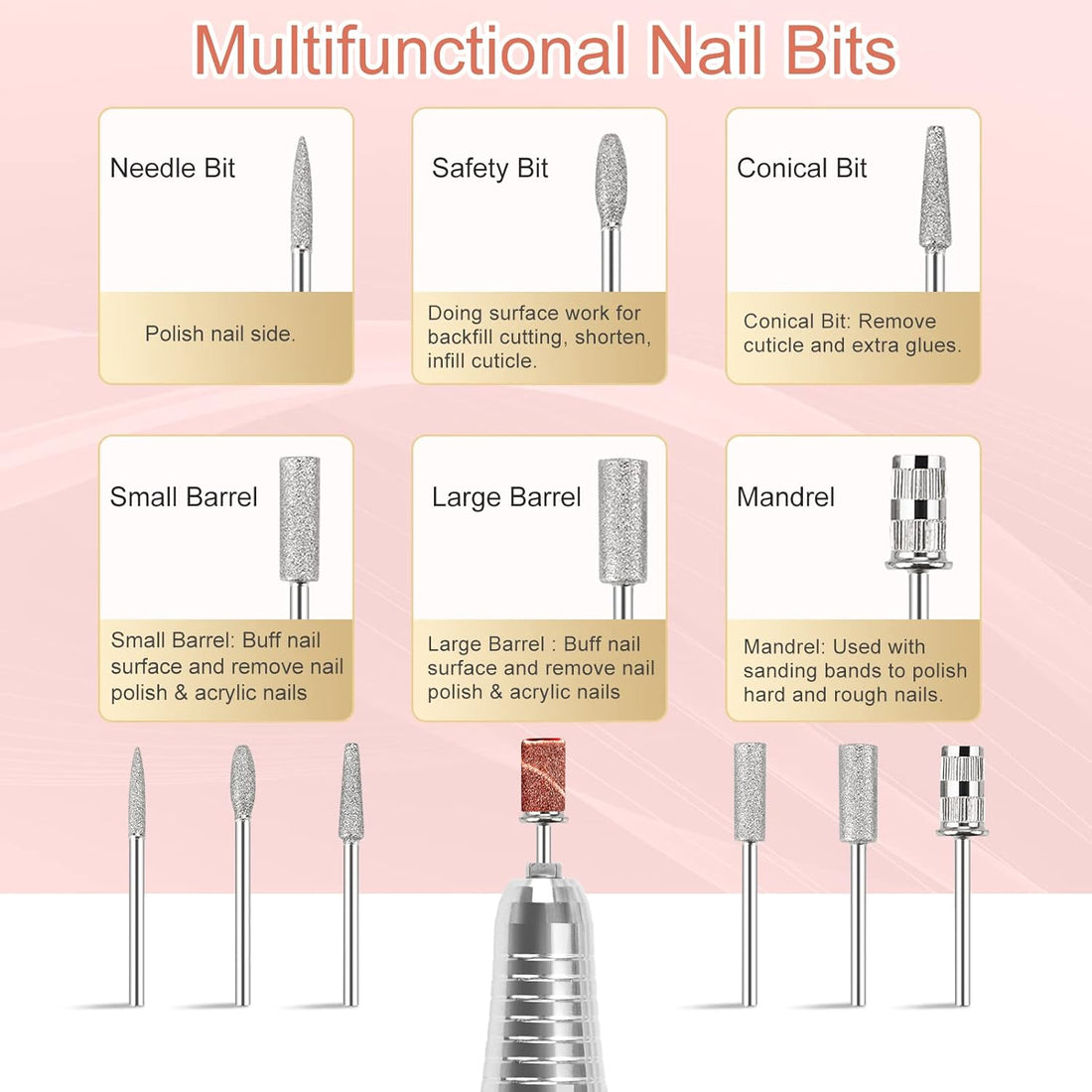 NBHS 35,000 RPM Professional Rechargeable Nail Drill – Pink E-File