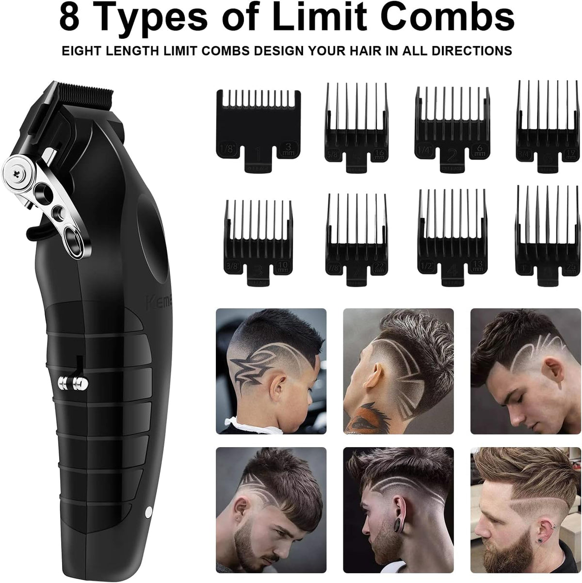 Kemei 2296 Professional Hair Clipper for Men T Blade Barber Clippers