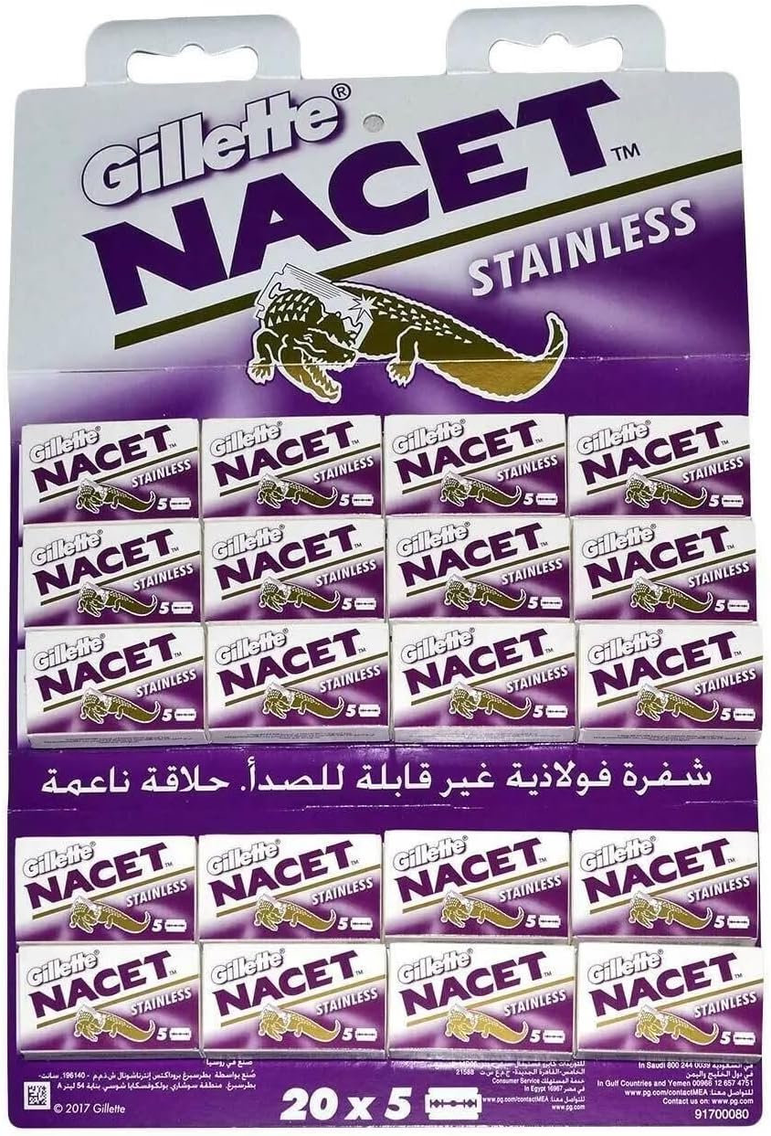 100 Gillette Nacet Stainless Double Edge Razor Blades