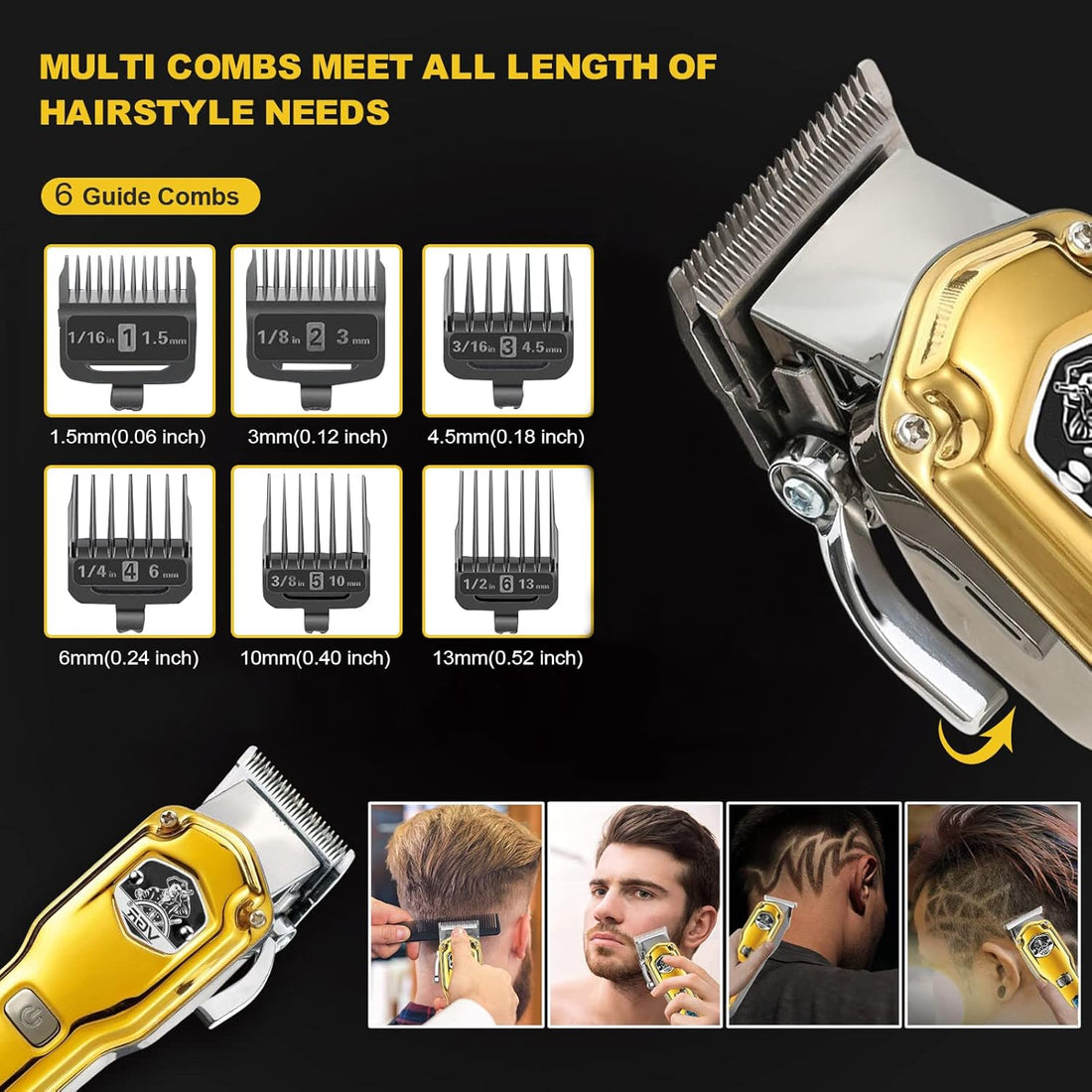 NBHS Cordless Affordable Hair Clippers LED Display Waterproof USB Rechargeable
