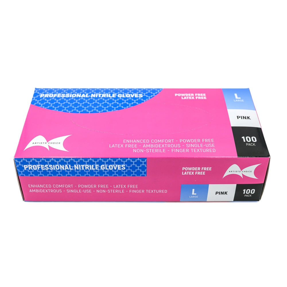 Artists Choice Pink Nitrile Gloves, Large