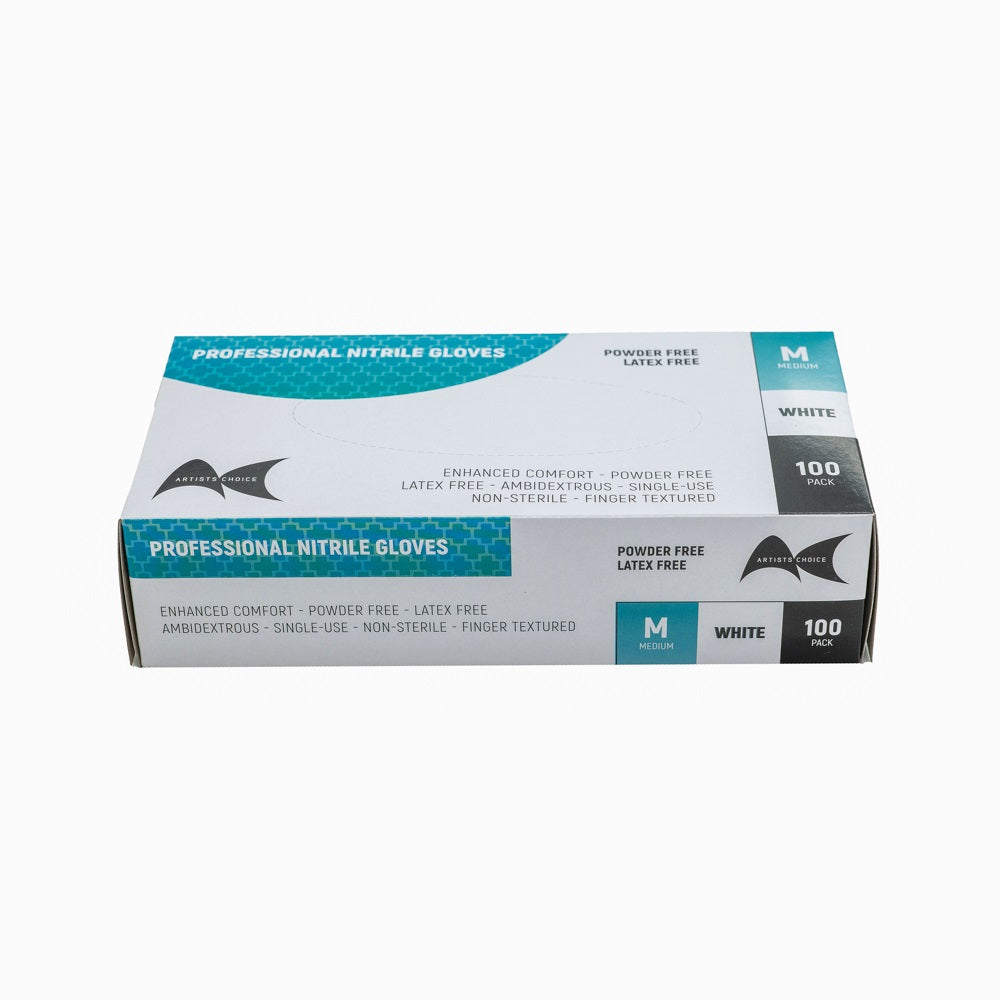 Artists Choice White Nitrile Gloves, Medium