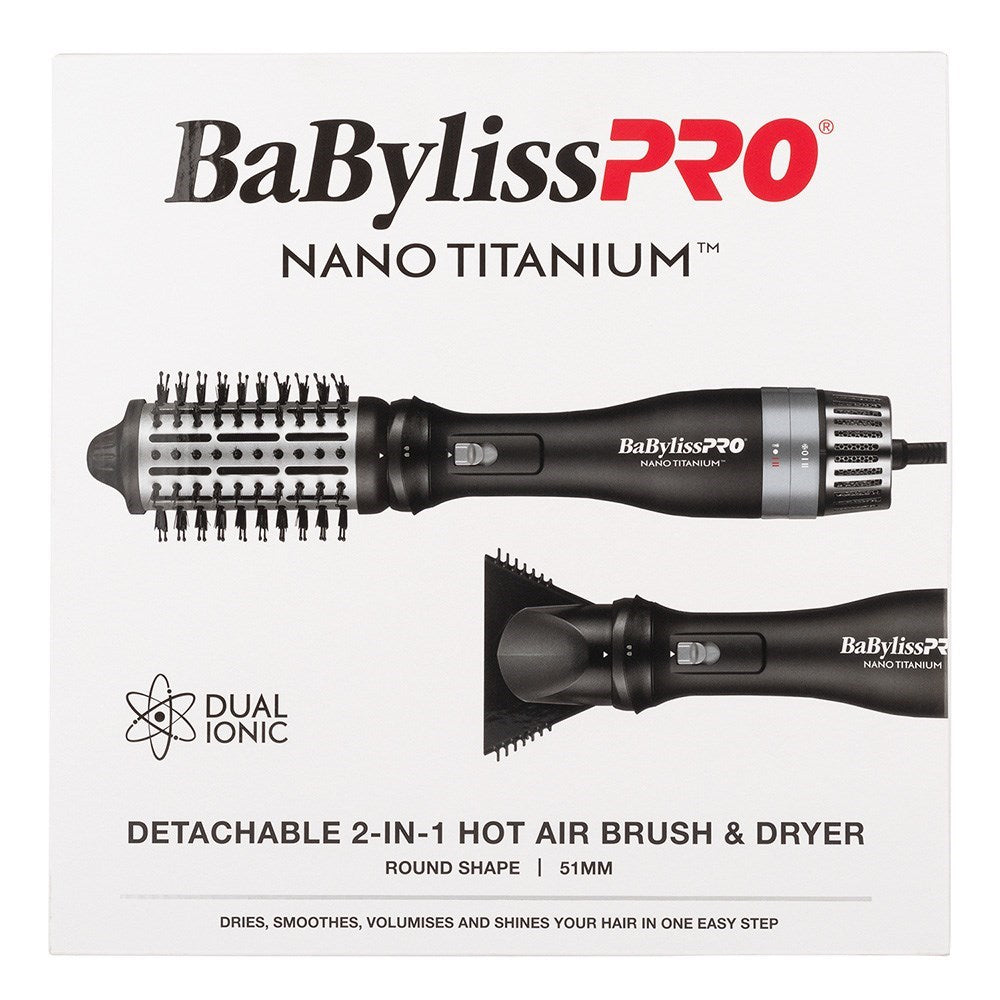 BaBylissPRO Nano Titanium Detachable 2 In 1 Hot Air Brush and Dryer