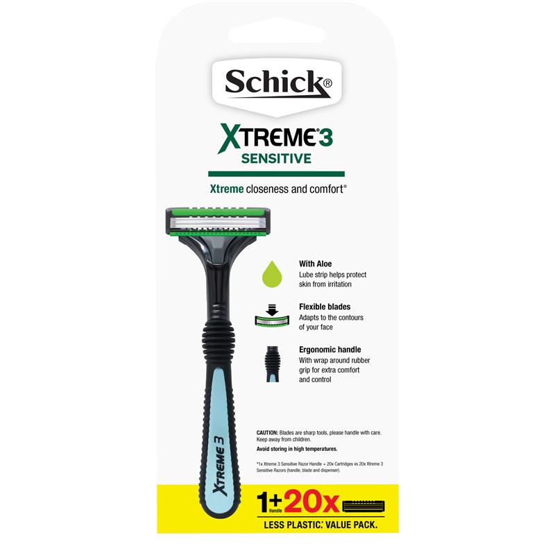 Schick Xtreme 3 Sensitive Hybrid Razor Kit 20 Pack