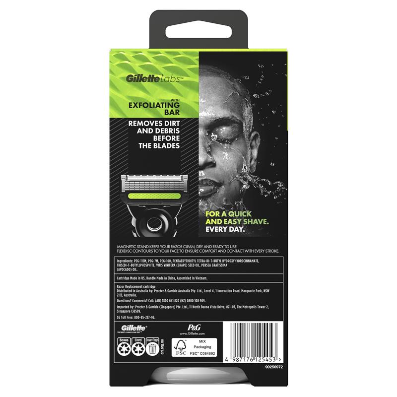 Gillette Labs Exfoliating Razor with Magnetic Stand and 4 Blade Refills